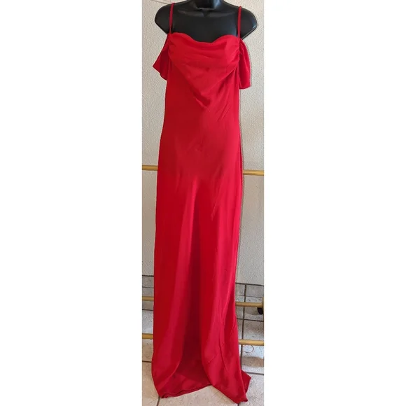 club london red dress Alula | RED High-Neck Maxi Dress With Twist Detail